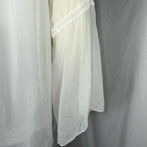 Made in Italy 100% Silk Lace Boho Blouse Sheer Bell Sleeve Peasant Top Romantic - Picture 8 of 15